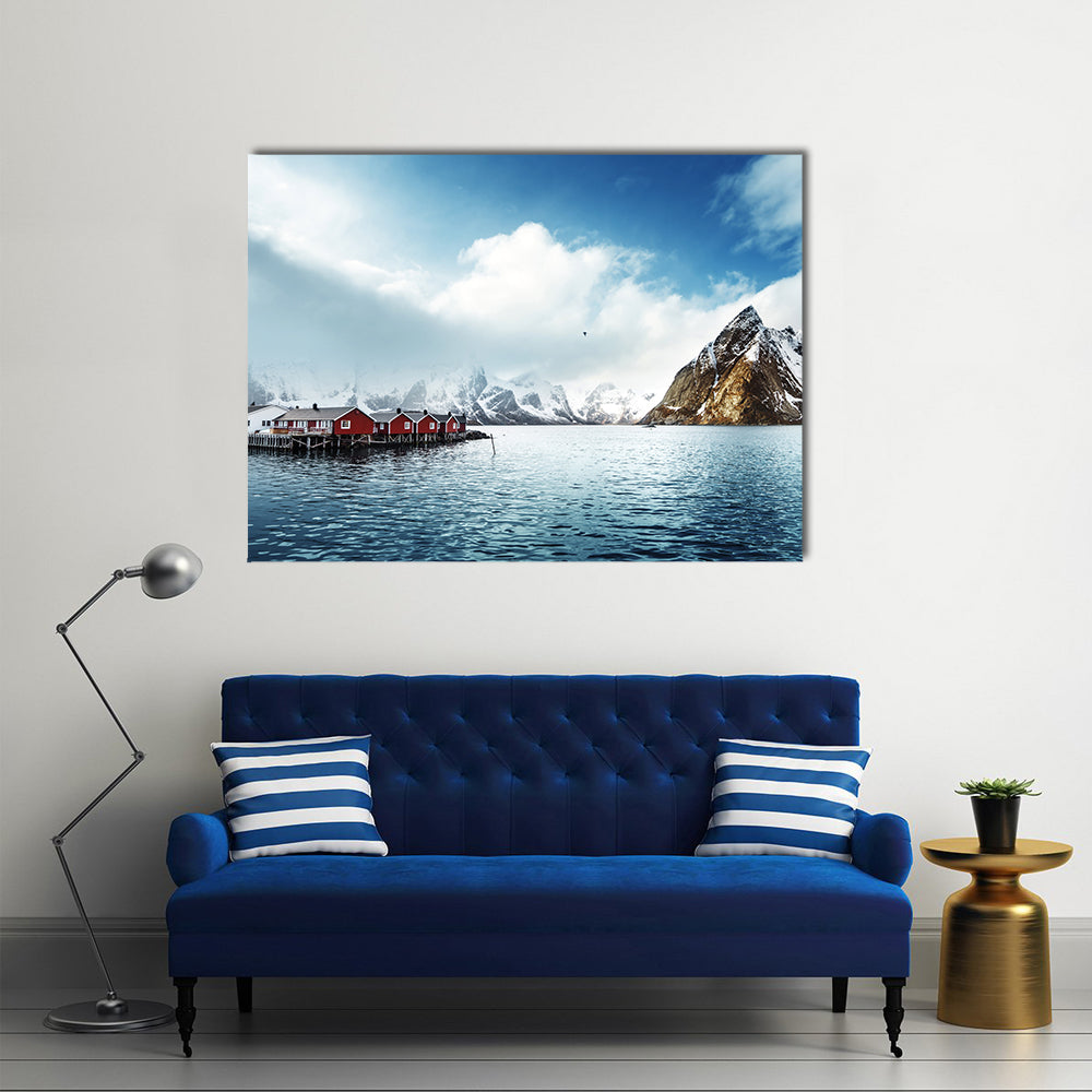 Scene Of Sunset Over Water Body Multi Panel Canvas Wall Art