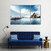 Scene Of Sunset Over Water Body Multi Panel Canvas Wall Art