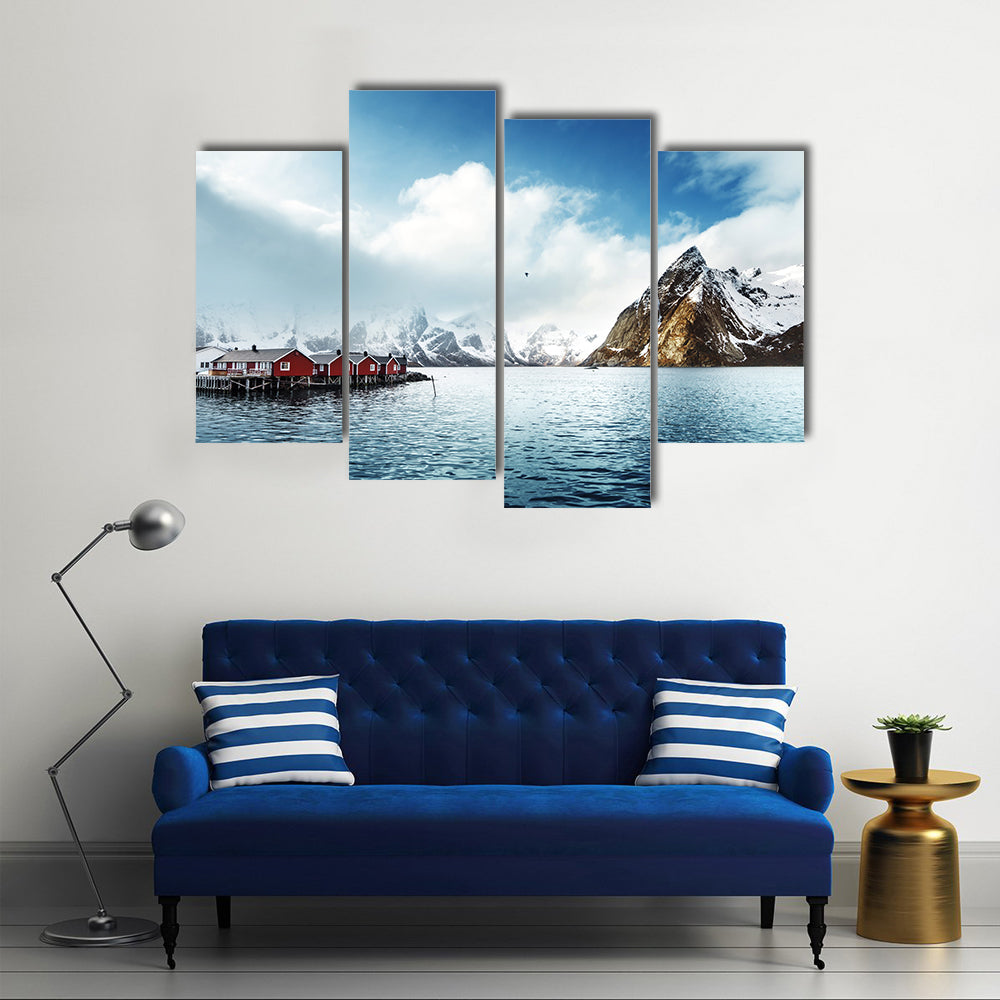 Scene Of Sunset Over Water Body Multi Panel Canvas Wall Art