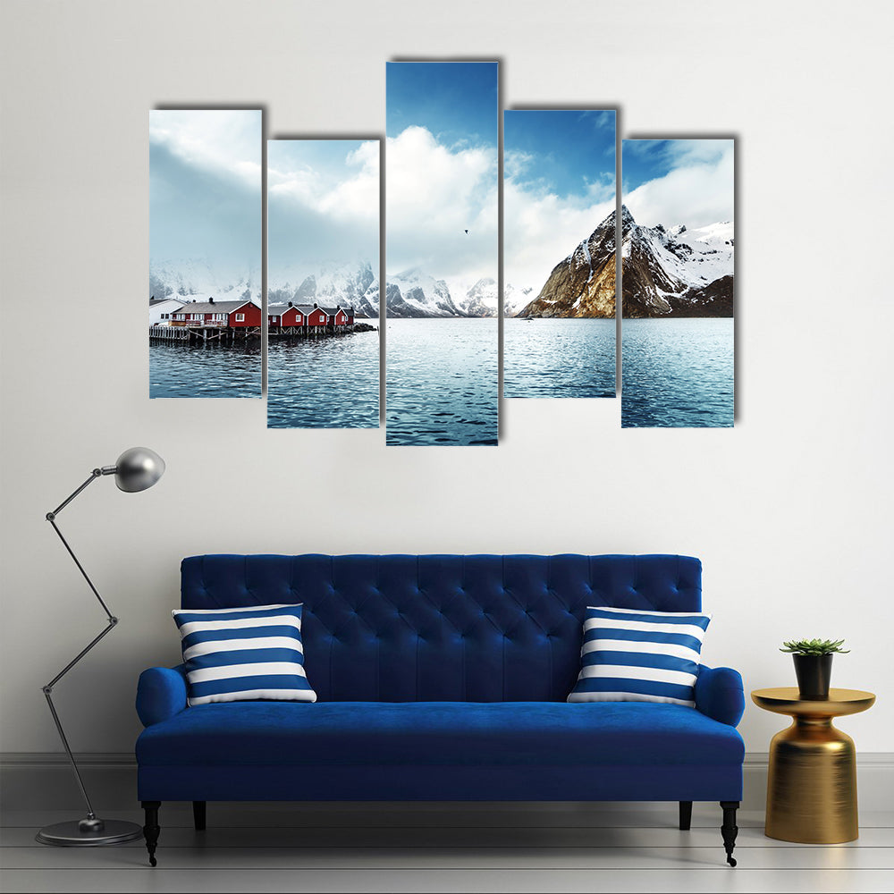 Scene Of Sunset Over Water Body Multi Panel Canvas Wall Art