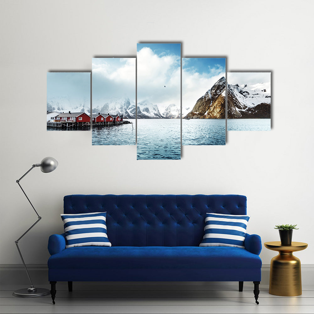 Scene Of Sunset Over Water Body Multi Panel Canvas Wall Art