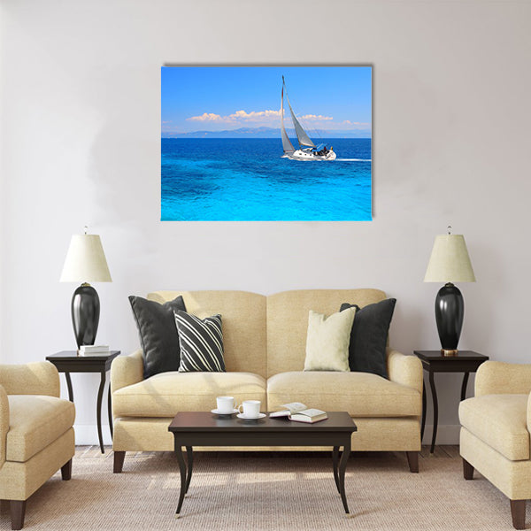 Sailing yacht in the Ionian sea Greece Multi Panel Canvas Wall Art