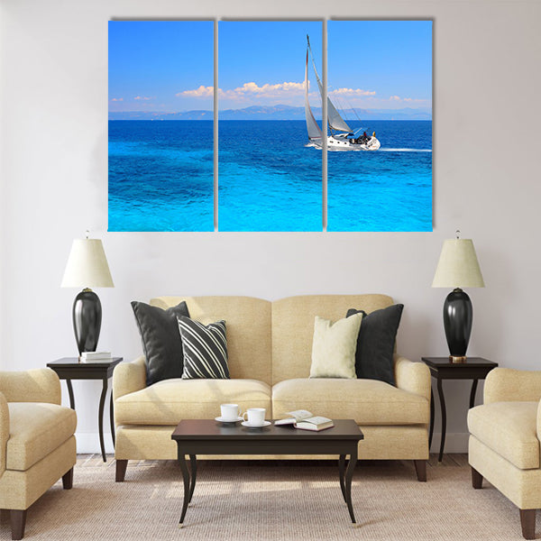 Sailing yacht in the Ionian sea Greece Multi Panel Canvas Wall Art