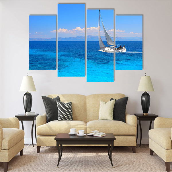 Sailing yacht in the Ionian sea Greece Multi Panel Canvas Wall Art