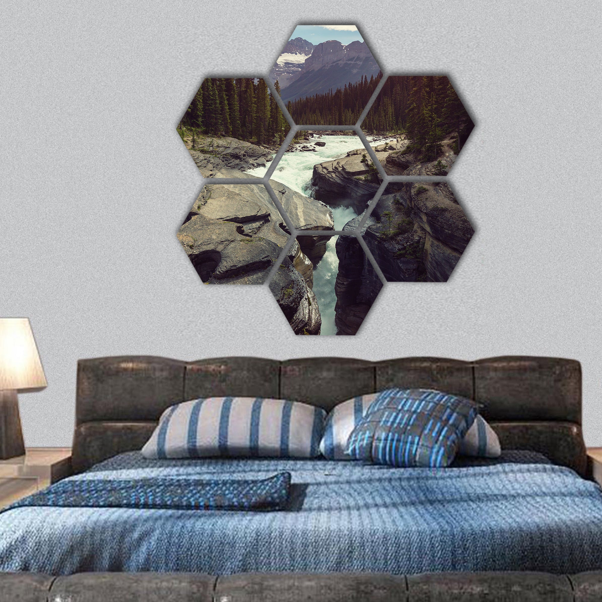 Athabasca River, Jasper National Park, Alberta hexagonal canvas wall art