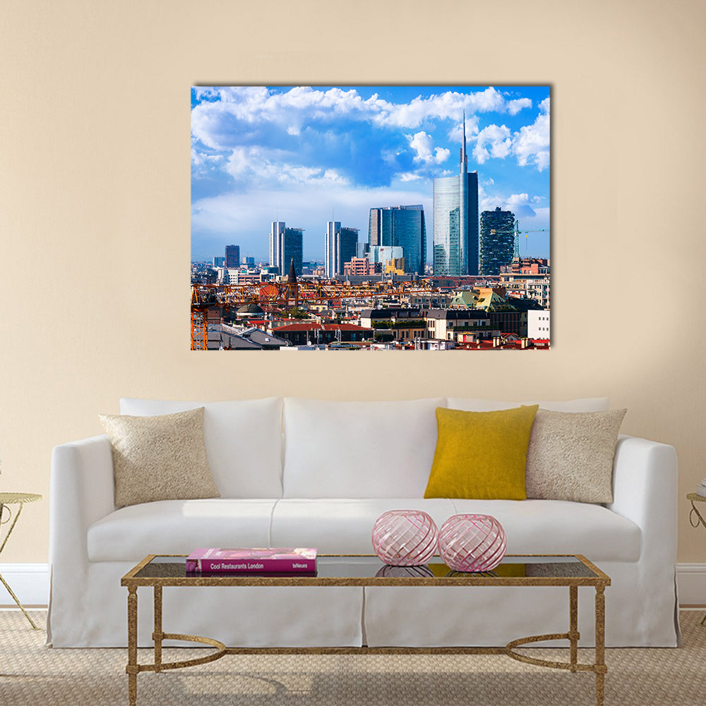 Milan, view on the skyline from the Duomo, Lombardia, Italy Multi Panel Canvas Wall Art
