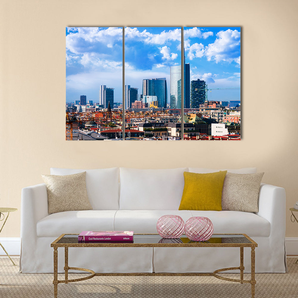 Milan, view on the skyline from the Duomo, Lombardia, Italy Multi Panel Canvas Wall Art