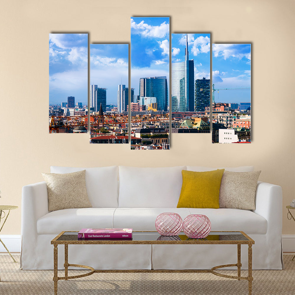 Milan, view on the skyline from the Duomo, Lombardia, Italy Multi Panel Canvas Wall Art