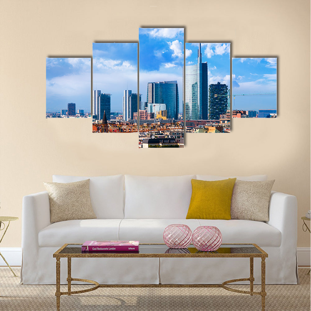 Milan, view on the skyline from the Duomo, Lombardia, Italy Multi Panel Canvas Wall Art