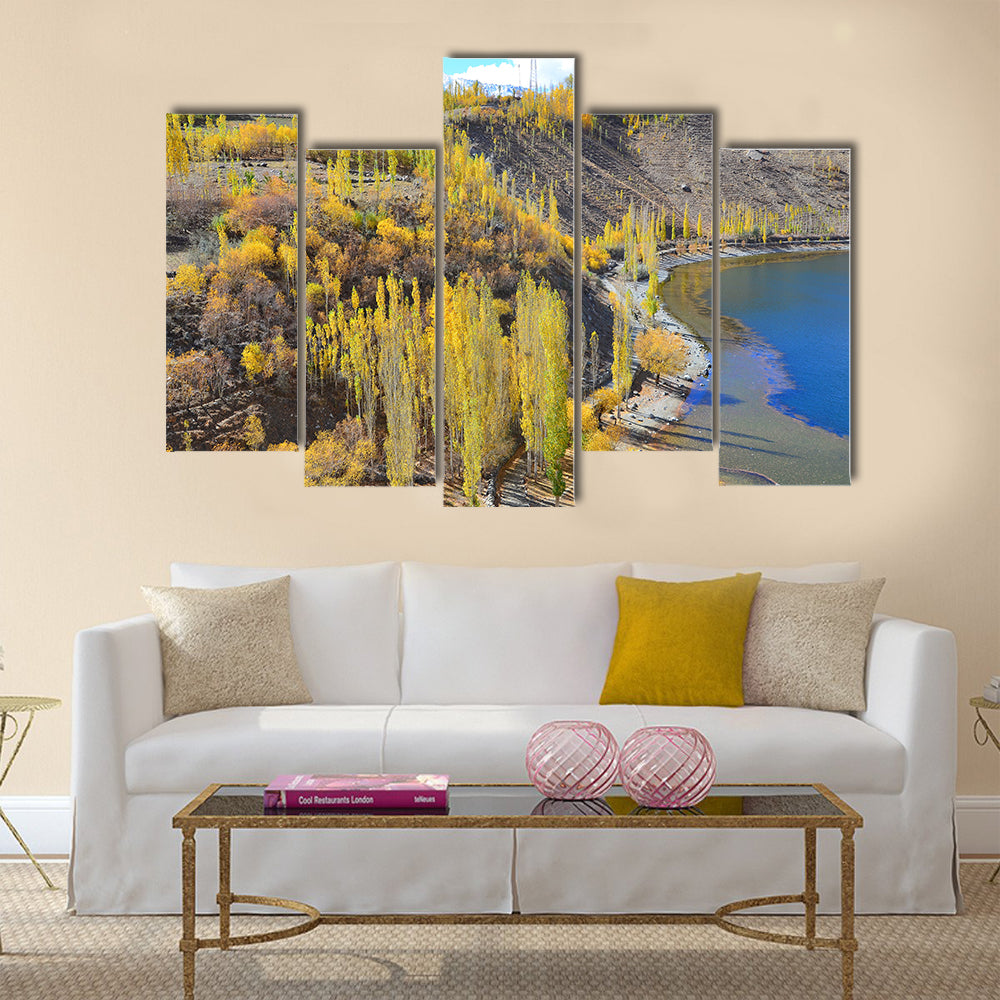 autumn at phandur lake locate in northern of pakistan multi panel canvas wall art