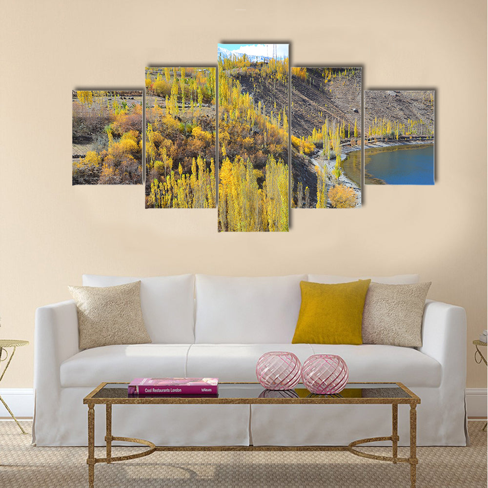 autumn at phandur lake locate in northern of pakistan multi panel canvas wall art