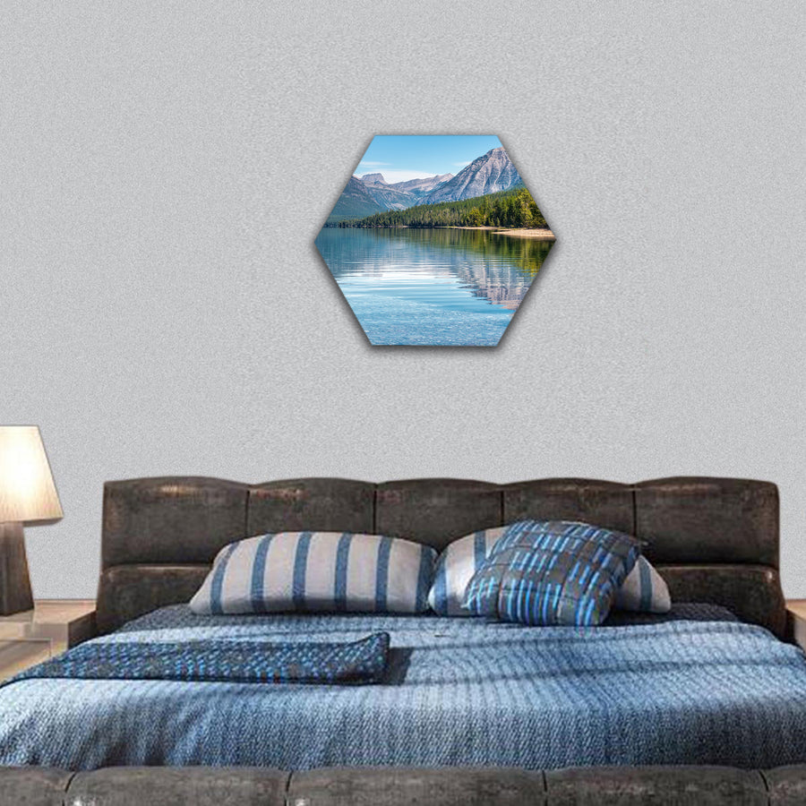 View of Lake McDonald hexagonal canvas wall art