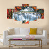 Waterfall in autumn forest Multi Panel Canvas Wall Art