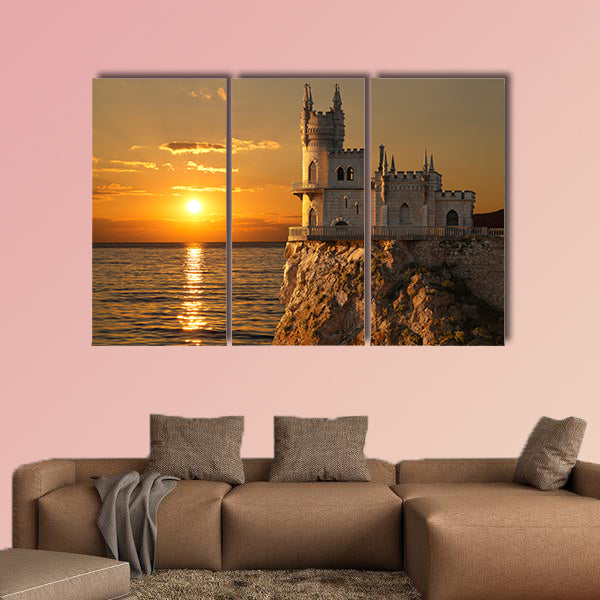 Swallow's Nest castle on the rock over the multi panel canvas wall art