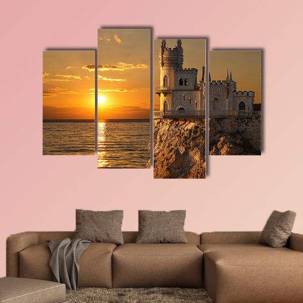 Swallow's Nest castle on the rock over the multi panel canvas wall art