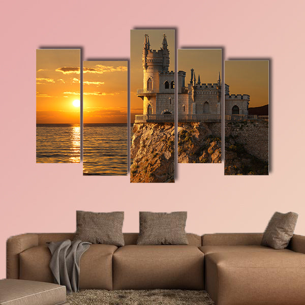 Swallow's Nest castle on the rock over the multi panel canvas wall art