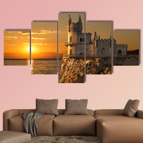 Swallow's Nest castle on the rock over the multi panel canvas wall art