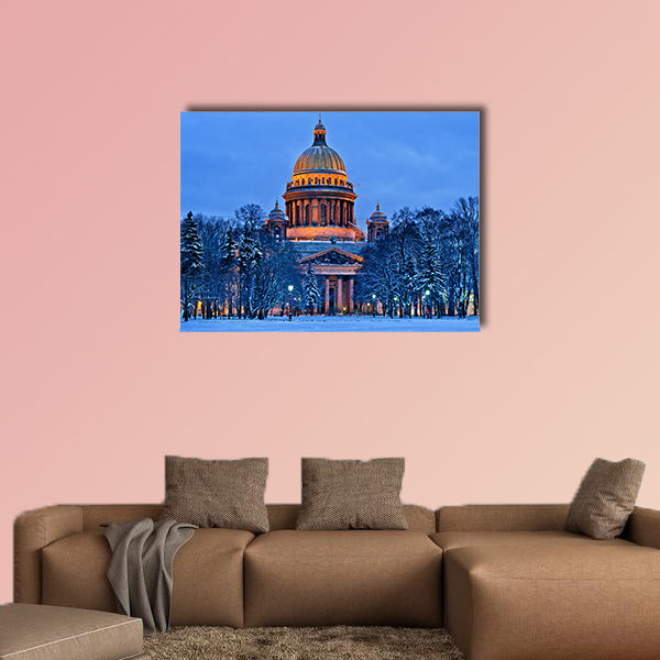St Isaac Cathedral in Saint Petersburg, Russia Winter multi panel canvas wall art