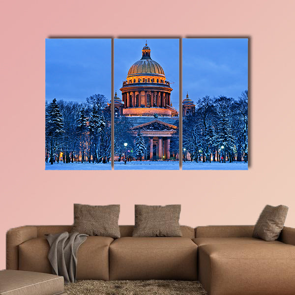 St Isaac Cathedral in Saint Petersburg, Russia Winter multi panel canvas wall art