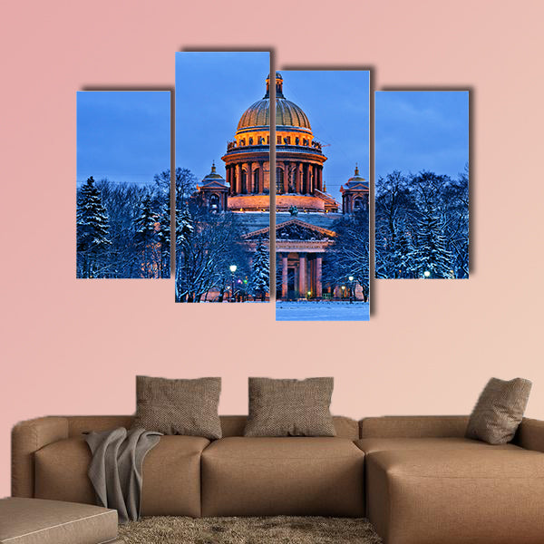 St Isaac Cathedral in Saint Petersburg, Russia Winter multi panel canvas wall art