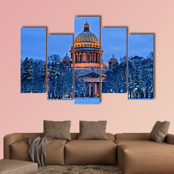 St Isaac Cathedral in Saint Petersburg, Russia Winter multi panel canvas wall art
