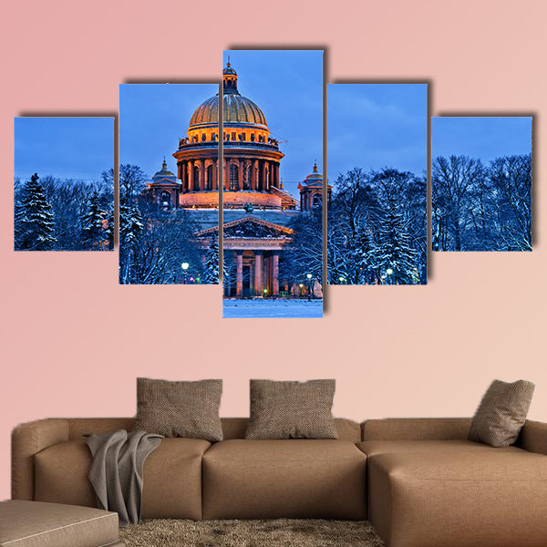 St Isaac Cathedral in Saint Petersburg, Russia Winter multi panel canvas wall art