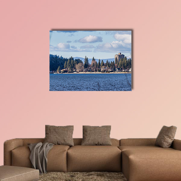 Empty beach and the sun on the resort, Idaho Multi panel canvas wall art