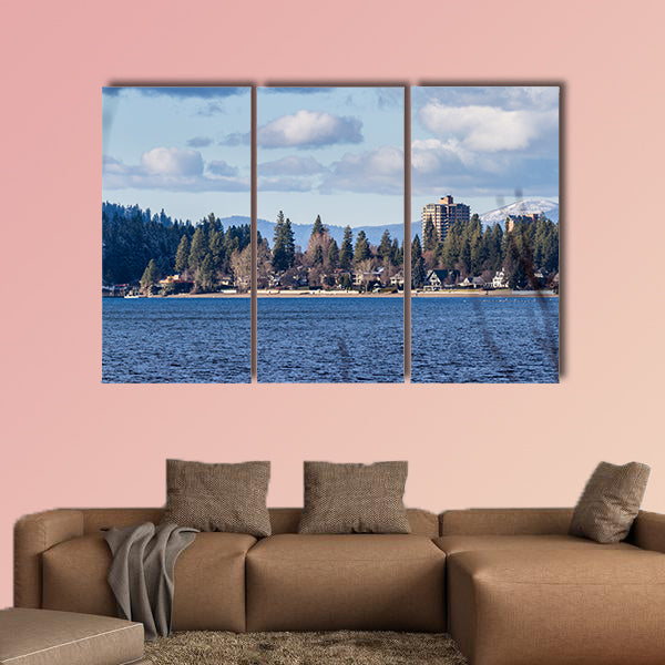 Empty beach and the sun on the resort, Idaho Multi panel canvas wall art