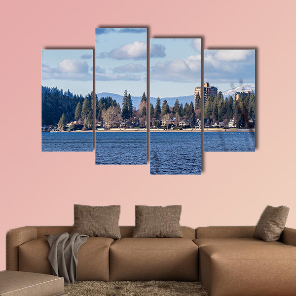 Empty beach and the sun on the resort, Idaho Multi panel canvas wall art