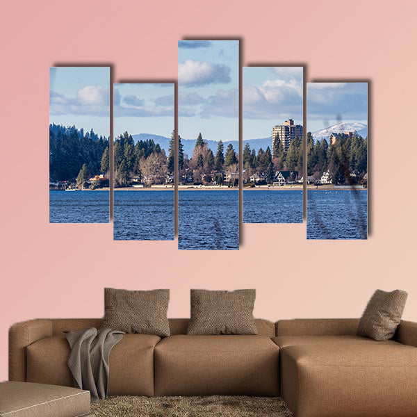 Empty beach and the sun on the resort, Idaho Multi panel canvas wall art