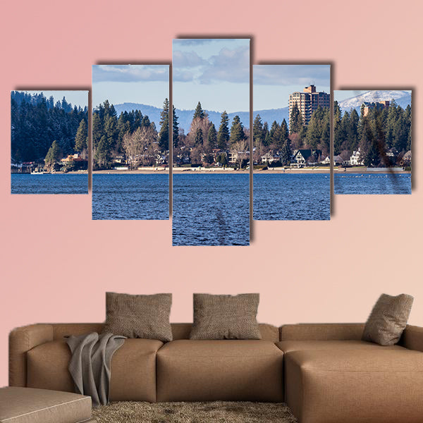Empty beach and the sun on the resort, Idaho Multi panel canvas wall art