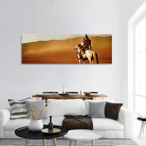 Lone Man Staring At The Crowd Of Soldiers Army Concept panoramic canvas wall art