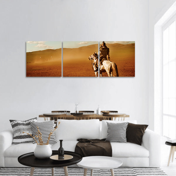 Lone Man Staring At The Crowd Of Soldiers Army Concept panoramic canvas wall art