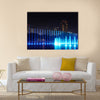 Illuminated fountain at night in modern city Kuala Lumpur  multi panel canvas wall art