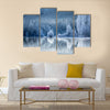 Reflection in ice of forest  Sweden multi panel canvas wall art