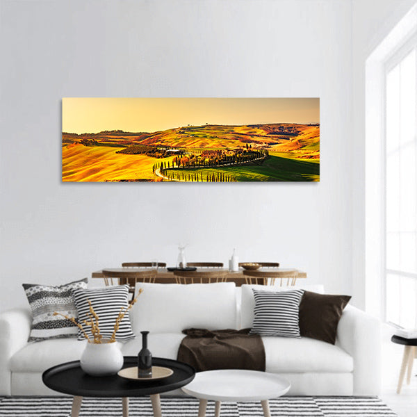 Crete Senesi rural sunset landscape panoramic canvas wall art