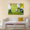 Football soccer training match for children Multi panel canvas wall art