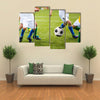 Football soccer training match for children Multi panel canvas wall art