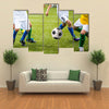 Football soccer training match for children Multi panel canvas wall art