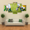 Football soccer training match for children Multi panel canvas wall art