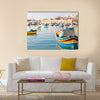 Mediterranean traditional fisherman village in the south east of Marsaxlokk, Multi Panel Canvas Wall Art