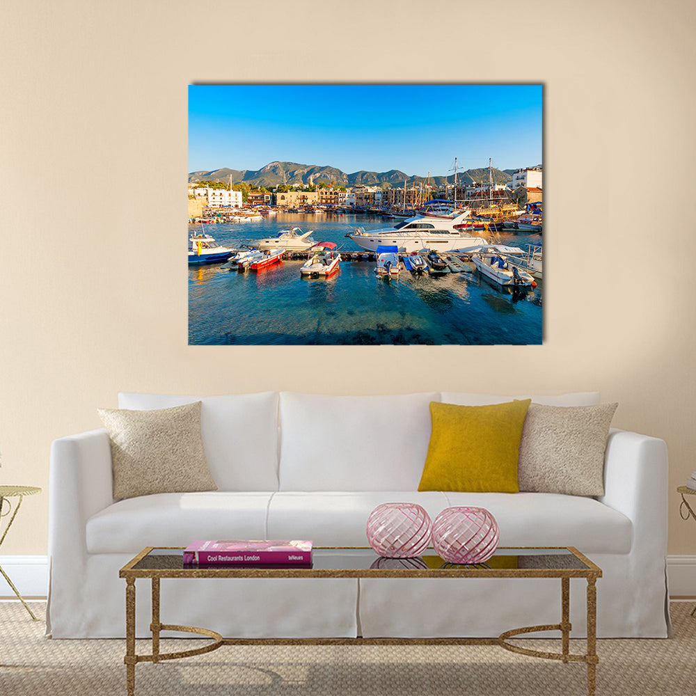 Kyrenia Girne Harbor With Castle On The Background In Cyprus Multi Panel Canvas Wall Art