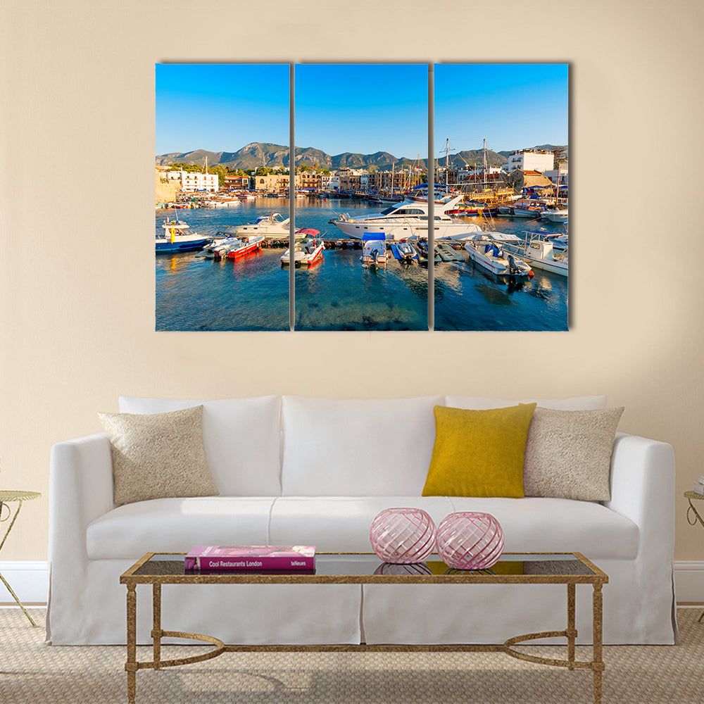 Kyrenia Girne Harbor With Castle On The Background In Cyprus Multi Panel Canvas Wall Art