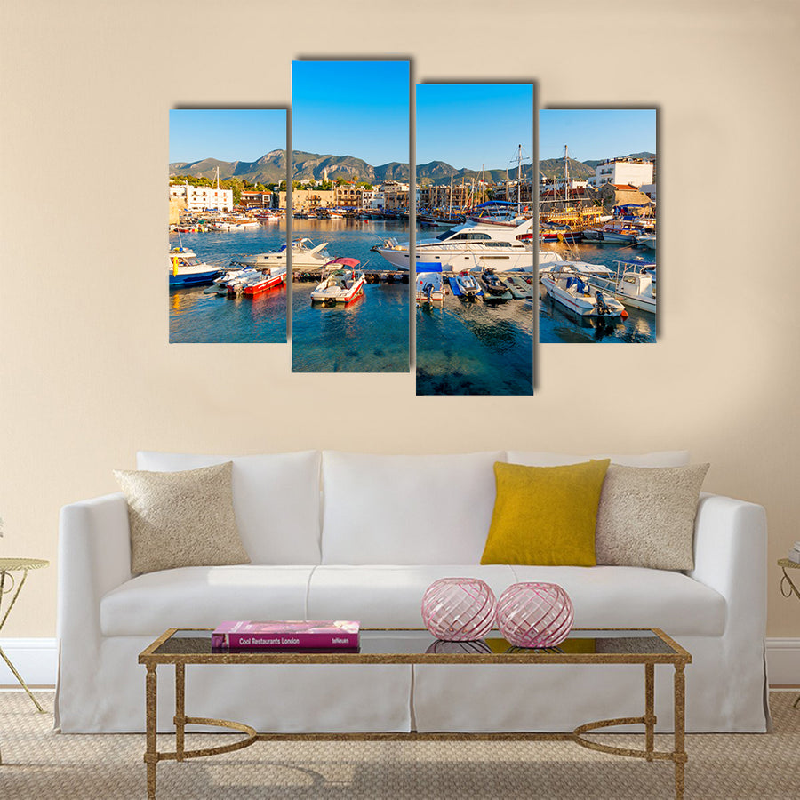 Kyrenia Girne Harbor With Castle On The Background In Cyprus Multi Panel Canvas Wall Art