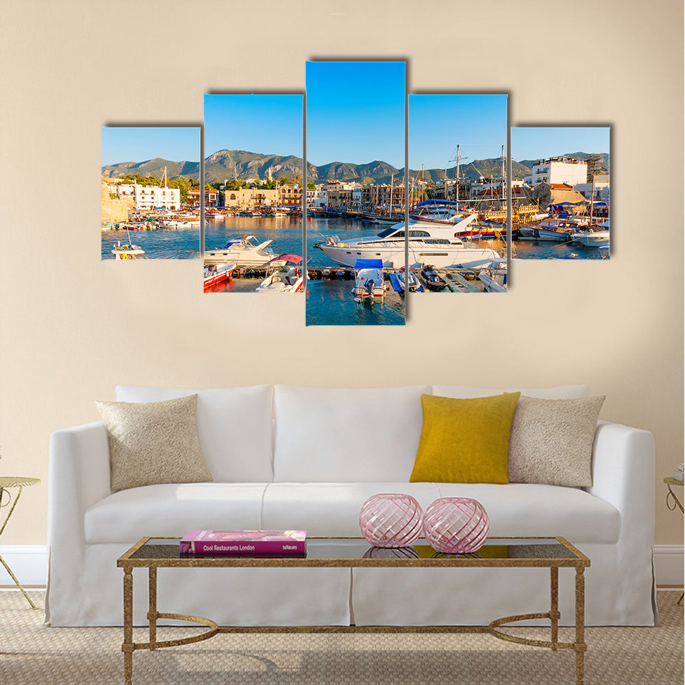 Kyrenia Girne Harbor With Castle On The Background In Cyprus Multi Panel Canvas Wall Art
