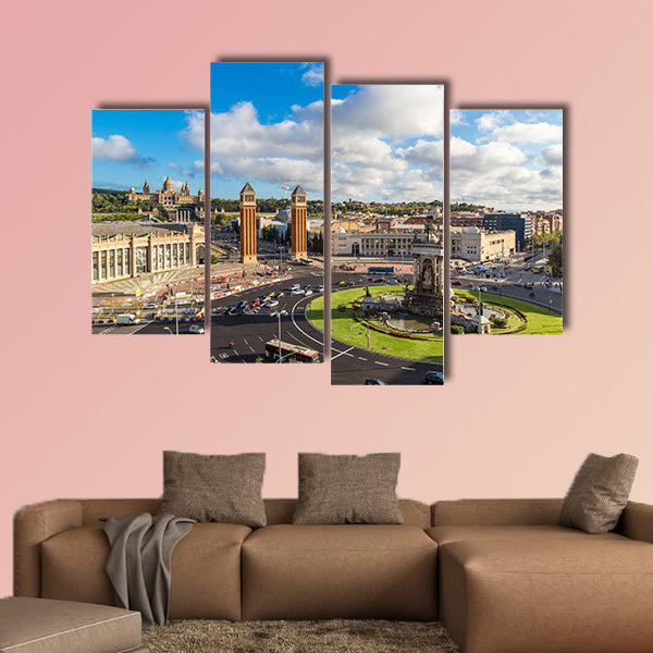 View of the center Barcelona. Spain in a summer day multi panel canvas wall art
