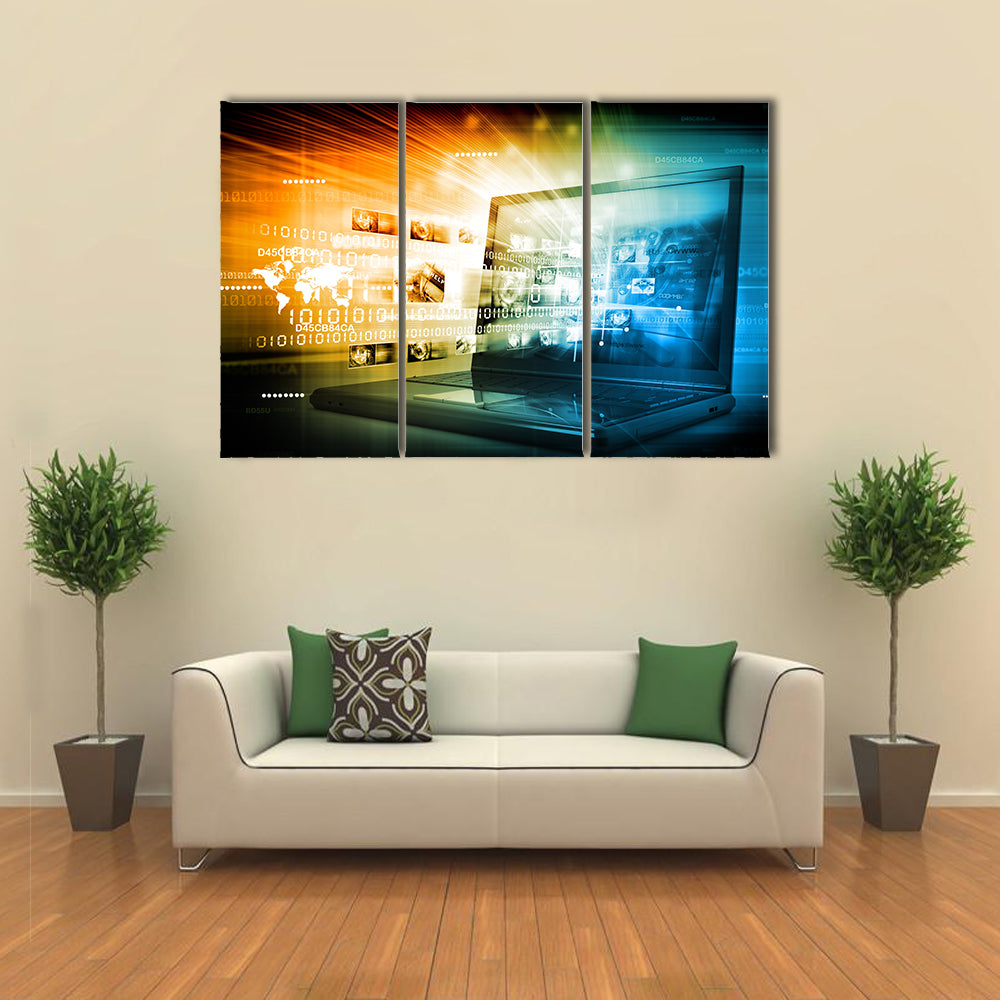 Digital Internet technology Multi panel canvas wall art