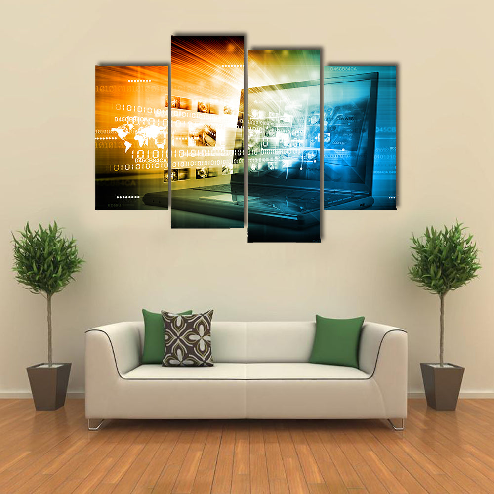 Digital Internet technology Multi panel canvas wall art