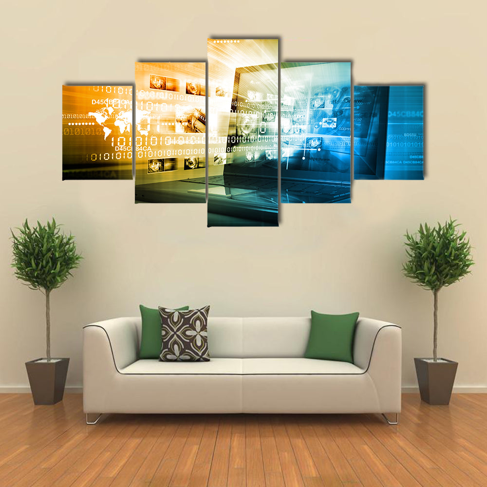 Digital Internet technology Multi panel canvas wall art
