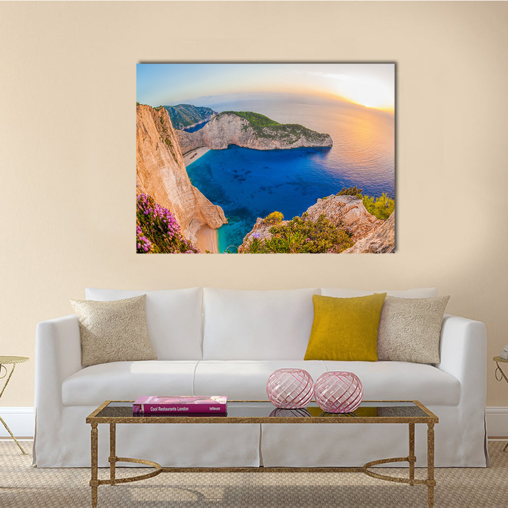 The Navagio Beach With The Shipwreck On Zakynthois In Greece Multi Panel Canvas Wall Art